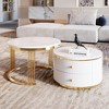 27.6" & 23.6" MDF Modern Round Nesting Coffee Tables Set of 2 with 2 Drawers and Gold Legs for Living Room, Apartment - 4 of 4
