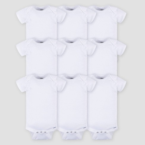 Gerber Baby 9pk Short Sleeve Onesie - White : Target