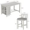 VECELO 5-Piece Dining Table Set with Storage Shelf, Wine Rack & Glass Holder, Kitchen Table Set with 4 Upholstered Bar Stools, Gray - 3 of 4