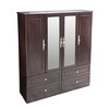 Keloyid Seusar Brownish Black Wood 61.42 in. Armoire with 4 Drawers, 2 Mirror, Hanging Rod and Shelves - 2 of 4