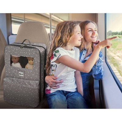 Gray and Pink Star Pattern Double Doll Carrier Set with Accessories