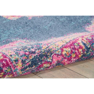 Traditional Floral Blue Synthetic 5' x 7' Easy-Care Area Rug