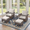 Belord 5 Pieces Patio Furniture Set, All Weather Brown Wicker Outdoor Conversation Set with Swivel Patio Chairs Set of 2, Small Balcony Furniture Set - 3 of 4
