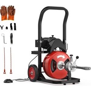 50ft Drain Cleaning Machine, 1/2 Inch Electric Drain Auger with 6 Cutters & Foot Switch, Portable Sewer Snake for 2" to 4" Pipes - 1 of 4