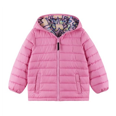 Andy & Evan  Toddler  Pink Heart Printed Reversible Puffer Jacket