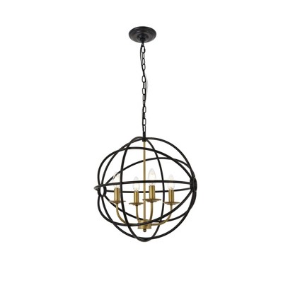 Elegant Lighting Octavia 4 light Brass and Dark Brown Pendant