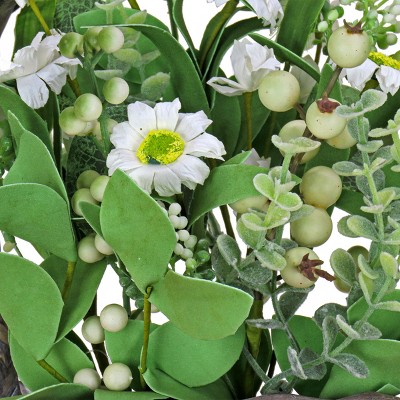 18" Woven Branch Wall Basket with Daisies and Berries