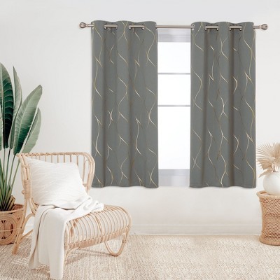 Deconovo Gold Line 52 Width Curtain Panel Pair (2 Panel)