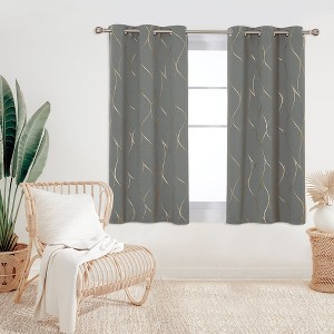 Deconovo Gold Line 52 Width Curtain Panel Pair (2 Panel) - 1 of 4