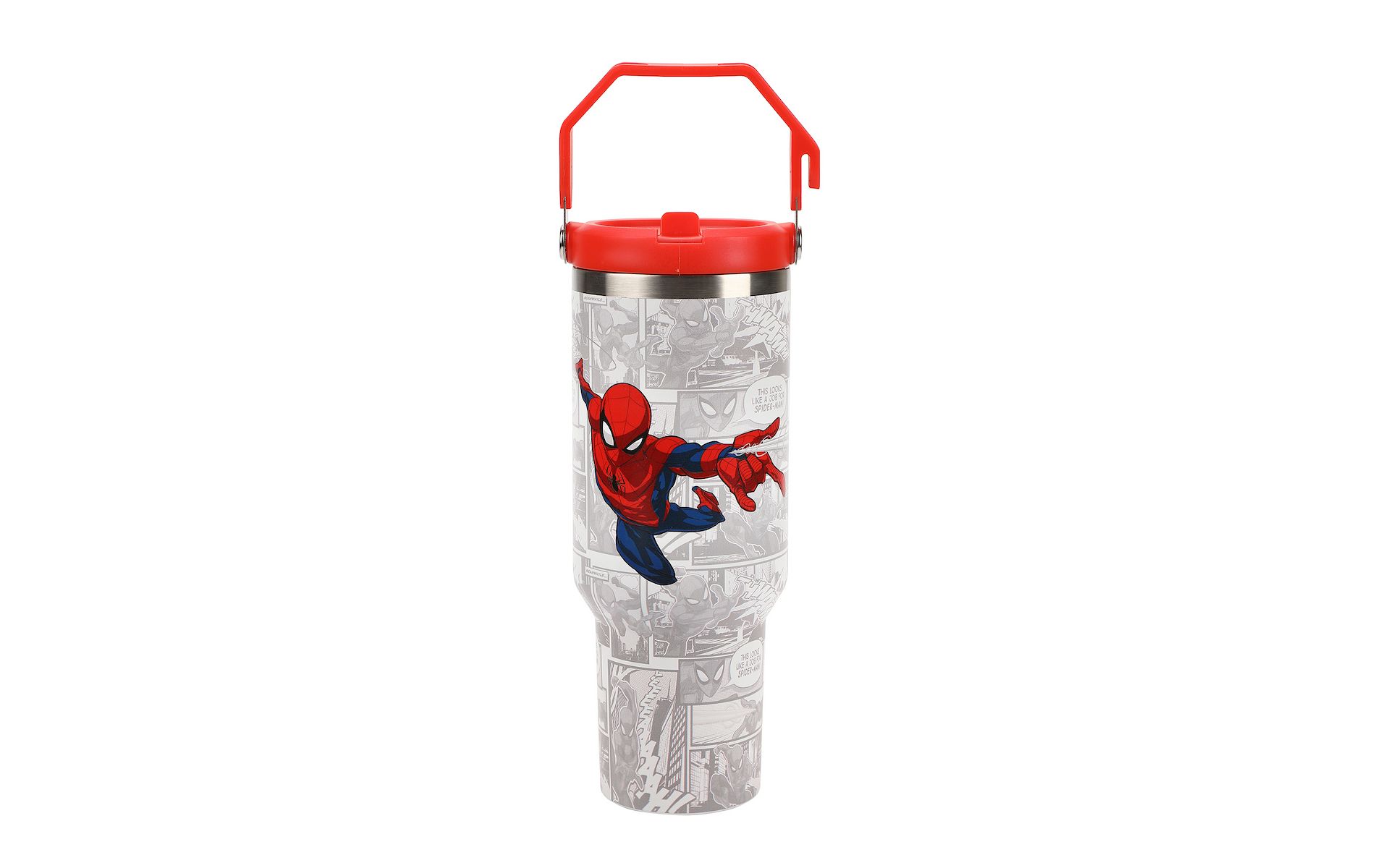 Spider-Man Web Swinging Poses White 40 Oz Stainless Steel Water Bottle
