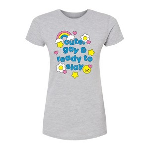 Women's - Instant Message - Cute Gay Ready Slay Fitted Graphic T-Shirt - 1 of 4