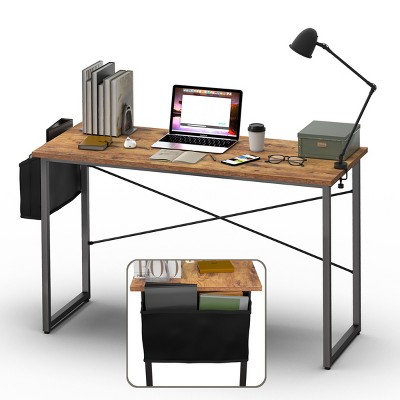 Tangkula 40"/47" Industrial Computer Desk Study Writing Table with Storage Bag Black/Coffee/Rustic Brown