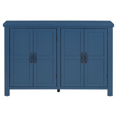 Vynxaria 4-Door Storage Sideboard: Adjustable Shelves, Retro Handles, Pinewood Legs for Living Room, Study, Entryway
