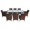vidaXL 9-Piece Outdoor Patio Dining Set with Cushions | Poly Rattan Garden Furniture | Weather-Resistant, Easy to Clean | Brown & White - 3 of 4
