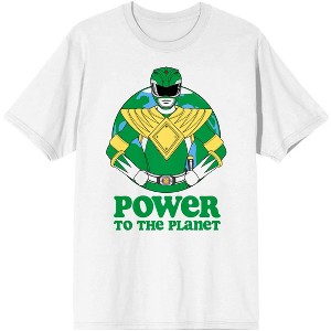 Power Rangers Green Ranger Power To The Planet Men's White T-shirt - 1 of 3