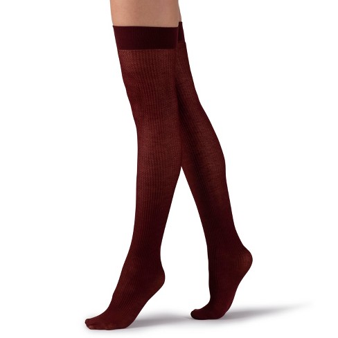 Burgundy over 2024 the knee socks