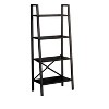 TOAOTBNBO 4 Tier Leaning Ladder Bookcase, Upright Narrow Bookshelf for Tight Spaces Decorative Metal Shelves with Storage Cabinet - 2 of 4