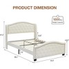 Bed Frame with Button Tufted Headboard, Velvet Upholstered Bed Frame with Wooden Slat Support, Under Bed Storage, No Box Spring Needed, Beige - 2 of 4