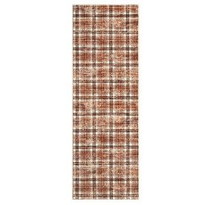 Machine Washable Indoor Modern Geometric Area Rugs Soft Low Pile Mat with Small Checkered Print - 1 of 4