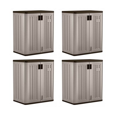  Suncast 9 Cu Ft Heavy Duty Resin Garage Base Storage Cabinet, Platinum (4 Pack) 