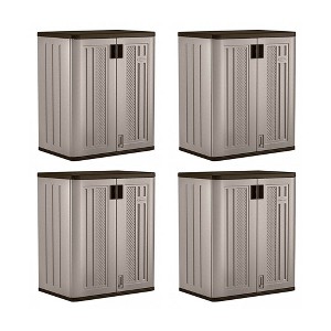 Suncast 9 Cu Ft Heavy Duty Resin Garage Base Storage Cabinet, Platinum (4 Pack) - 1 of 4