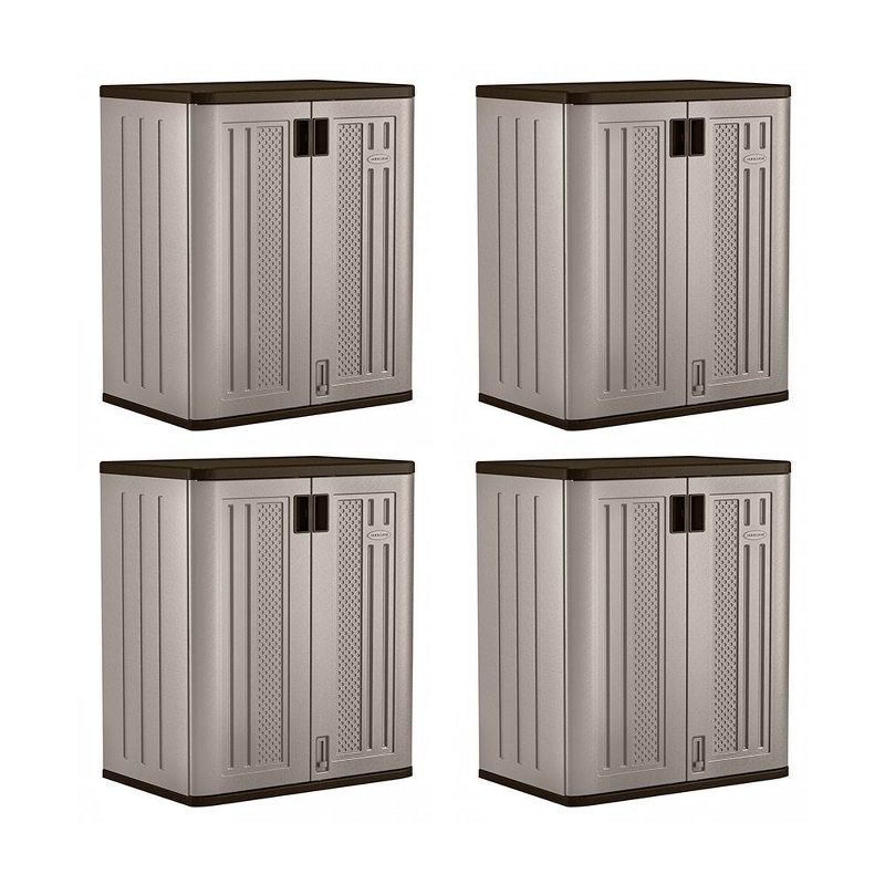 Suncast 9 Cu Ft Heavy Duty Resin Garage Base Storage Cabinet, Platinum (4 Pack), 1 of 7