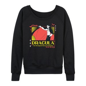 Women's - Universal - Anime Dracula Lightweight French Terry Wide Neck Long Sleeve Graphic Shirt - 1 of 4