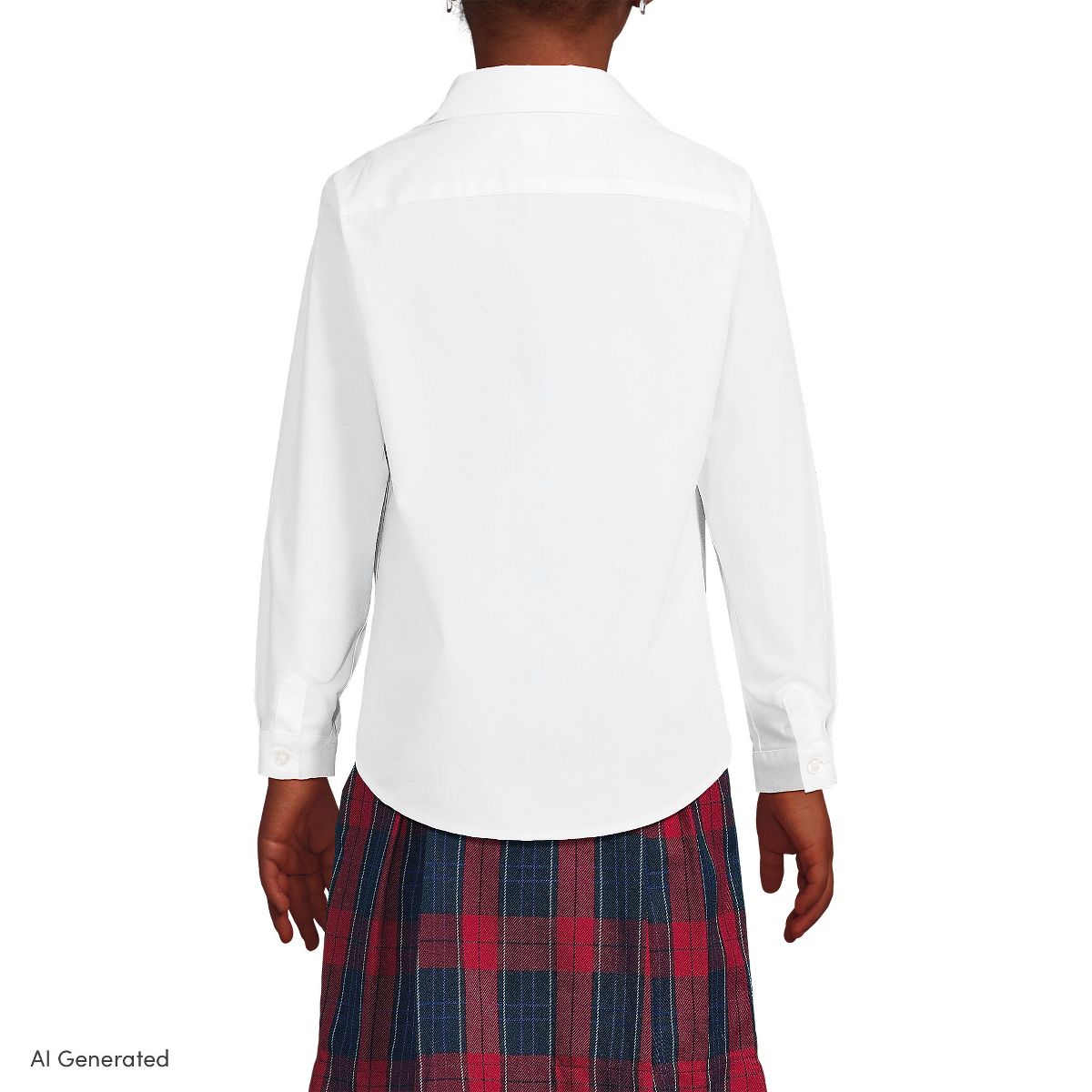 Lands' End Kids Long Sleeve Peter Pan Collar Broadcloth Shirt - thumbnail 2