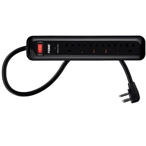 Monoprice Power & Surge - 6 Outlet Surge Protector Power Strip with Low-Profile Plug - 4 Feet Cord - Black | 1000 Joules, 15A / 125V / 1875W - 1 of 4