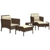 vidaXL 5 Piece Patio Lounge Set with Cushions Brown Poly Rattan - 3 of 4