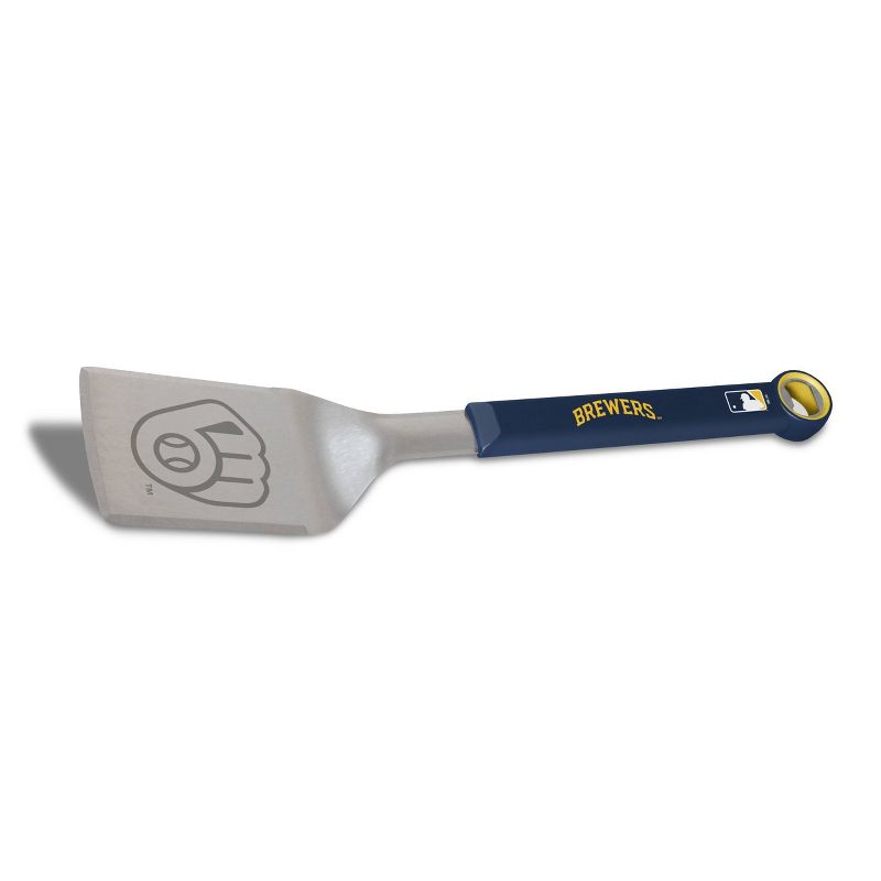 MLB Milwaukee Brewers Stainless Steel BBQ Spatula with Bottle Opener, 2 of 5