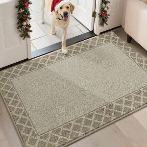 Door Dirt Trapper Non Slip Entryway Rug Absorbent Beige Muddy Paws Entrance Hallway 32x48 Inch Low Profile Washable - 1 of 4