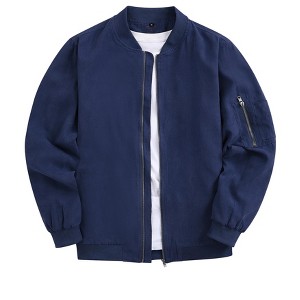 Mens Bomber Jackets Faux Suede Lightweight Flight Jacket Zip Up Active Coat - 1 of 4
