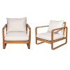 Christopher Knight Home Calla Contemporary Acacia Wood Upholstered Patio Accent Chair with Cushions - 2 of 4