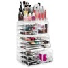Casafield Cosmetic Makeup Organizer & Jewelry Storage Display Case, Clear Acrylic Stackable Storage Drawer Set - image 3 of 4