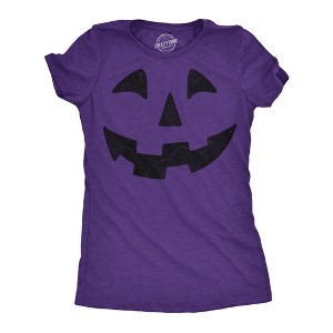 Womens Funny T Shirts Giant Jack O Lantern Face Sarcastic Halloween Graphic Novelty Tee For Ladies - Crazy Dog Women's T Shirt For Halloween Season XL - 1 of 4