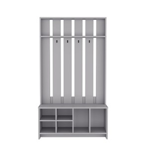 HomeRoots 68" Gray Wood Four Hook Coat And Shoe Rack - 1 of 4