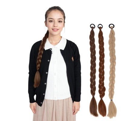 Alilang 24 Inch Long Braided Ponytail Hair Extension with Elastic Band Natural Synthetic Braid