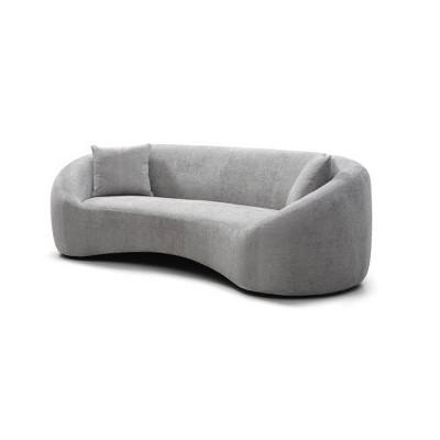 SYFERLORY 93.31" Minimalist Curved Sofa, 3 Seater, Chenille Velvet Fabric Upholstered Sofa, Light Gray