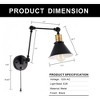 DORESshop 11 in 1-Light Black Plug-In or Hardwired Industrial Adjustable Swing Arm Wall Sconce for Bedroom Living Room (Set of 2) - 4 of 4