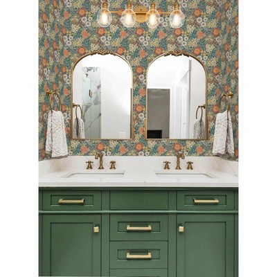 Sadie Teal Floral Peel and Stick Wallpaper Roll