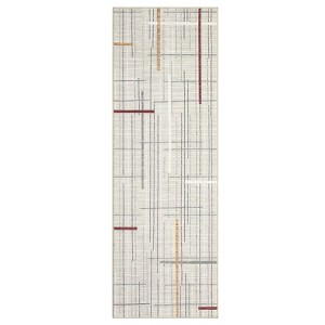 2 x 6 ft Polyester Yarn  Beige Rectangular Hallway Bathroom Entryway Kitchen Office Foldable Geometric Modern Washable Area Rug - 1 of 4