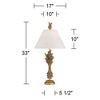 Possini Euro Design Cleo 33" Tall Large Traditional End Table Lamp Faux Gold Leaf Finish Single White Shade Living Room Bedroom Bedside Nightstand - 4 of 4