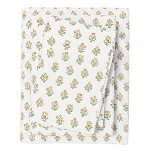 100% Cotton Winter Floral Printed Flannel Sheet Set - Great Bay Home - 1 of 4