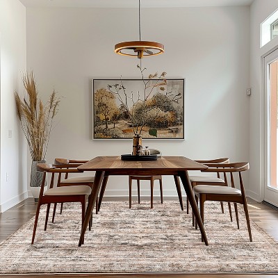 ABYNOW 8x10 Machine Washable Area Rug – Modern Abstract Soft Low-Pile Carpet with Non-Slip Backing for Living Room & Bedroom