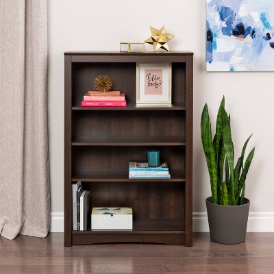 Espresso Adjustable 4-Shelf Deluxe Wood Bookcase