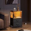NightStand with Charging Station, LED Bedside Table with 2 Fabric Drawers, Storage Shelf, 3 USB Ports and 2 Outlets - 2 of 4