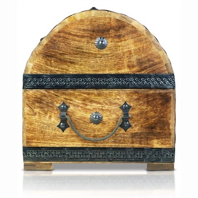 Brynnberg Vintage Brown and Black Wooden Treasure Chest with Brass Lock