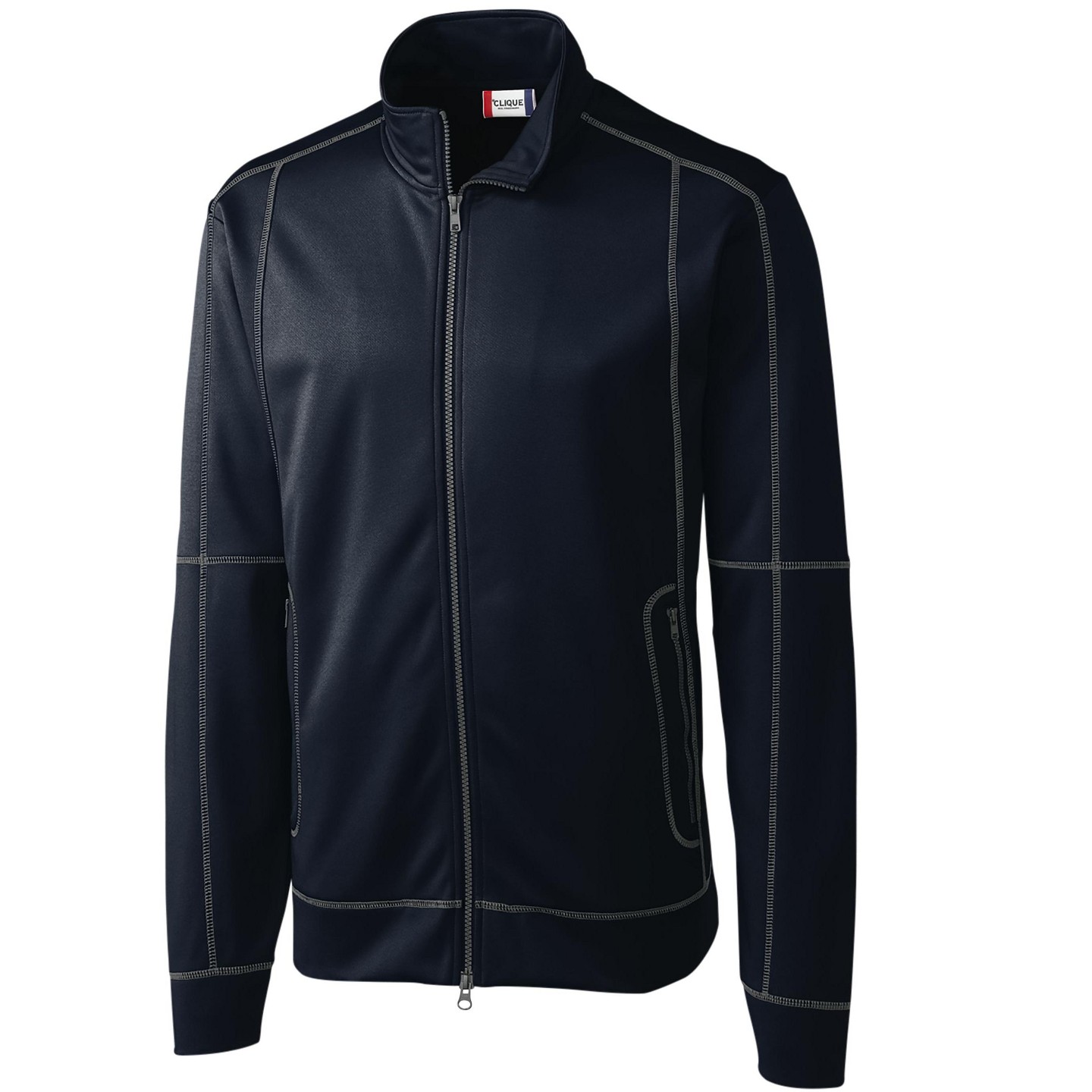 Мужская куртка Clique Helsa Performance Full Zip Knit Jacket - Dark Navy - Large, цвет: Тёмный тёмно-синий — фото 1