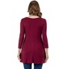 Womens Three Quarter Sleeve V Neck Tunic Top - 24seven Comfort Apparel™ - 3 of 4